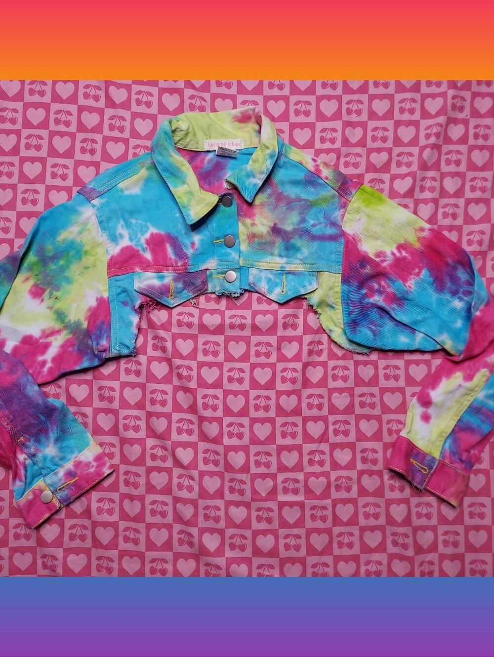 Hot & Delicious Tie Dye Half Cut Jean Jacket